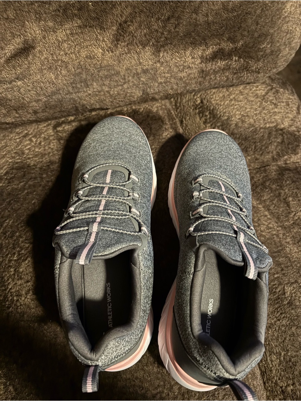 Athletic Works Women's Gray with Pink Trim Slip-On Lace Athletic Sneakers
